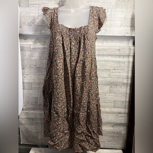 The B brand  Floral Ruffle Sleeve Maxi Dress
